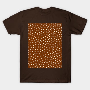 White Polka Dot Spots on Chocolate Pattern T-Shirt